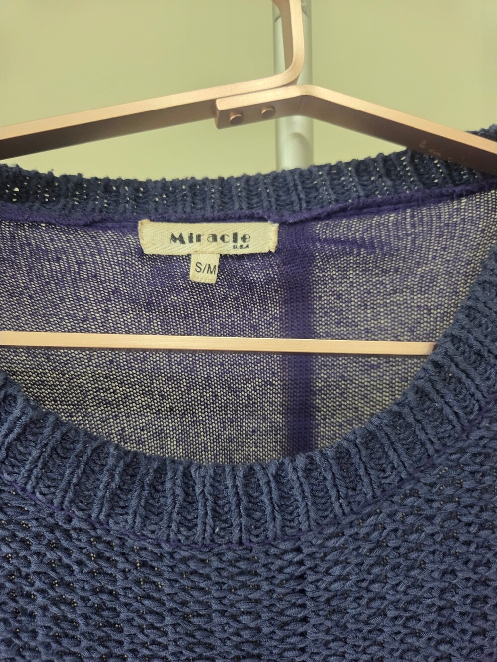 Miracle Navy Blue Crochet Tank Top with Sequin Accents Sz.S/M - Picture 2 of 8